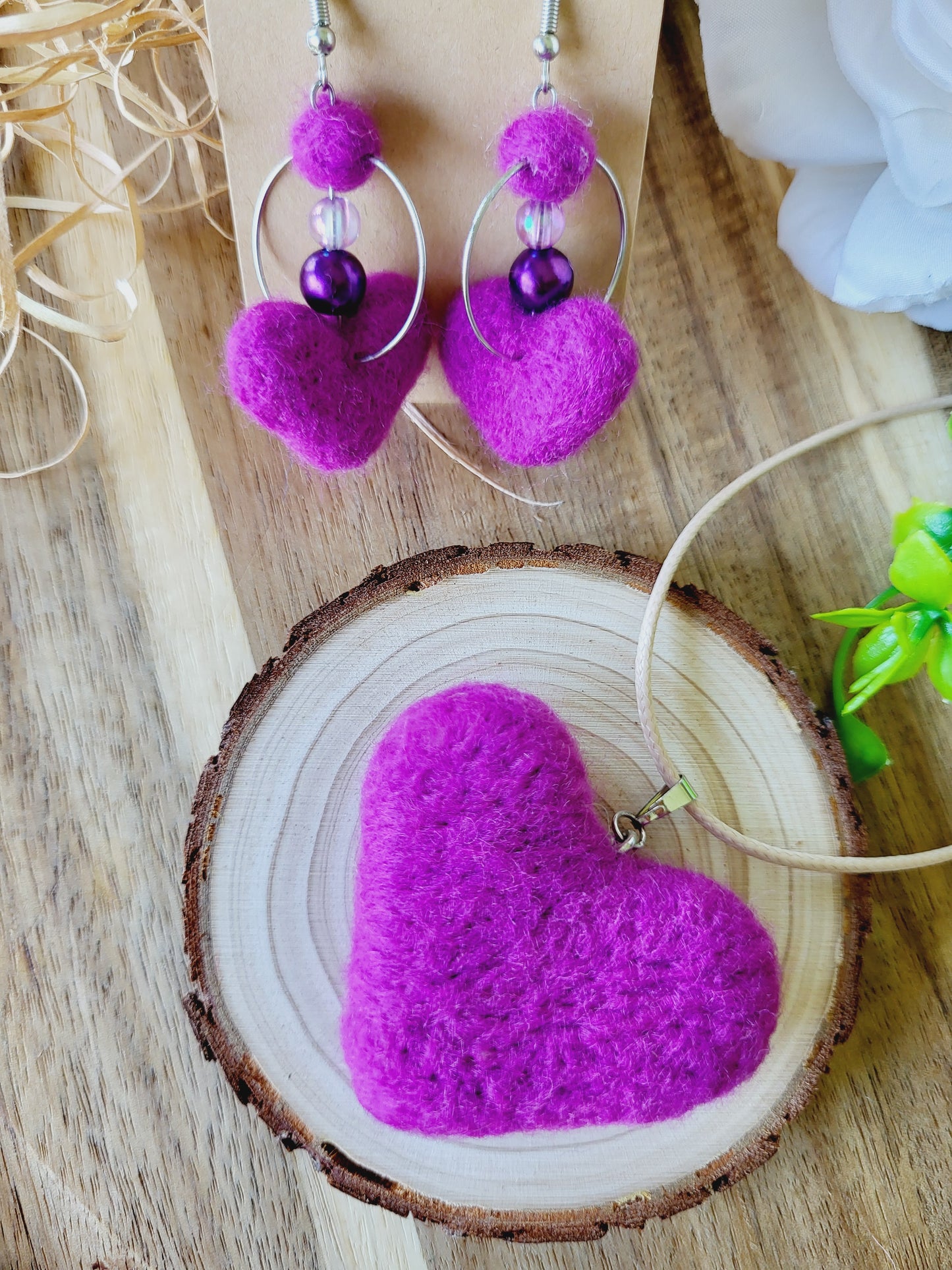 Set "Purple hearts" (lănțișor și cercei)