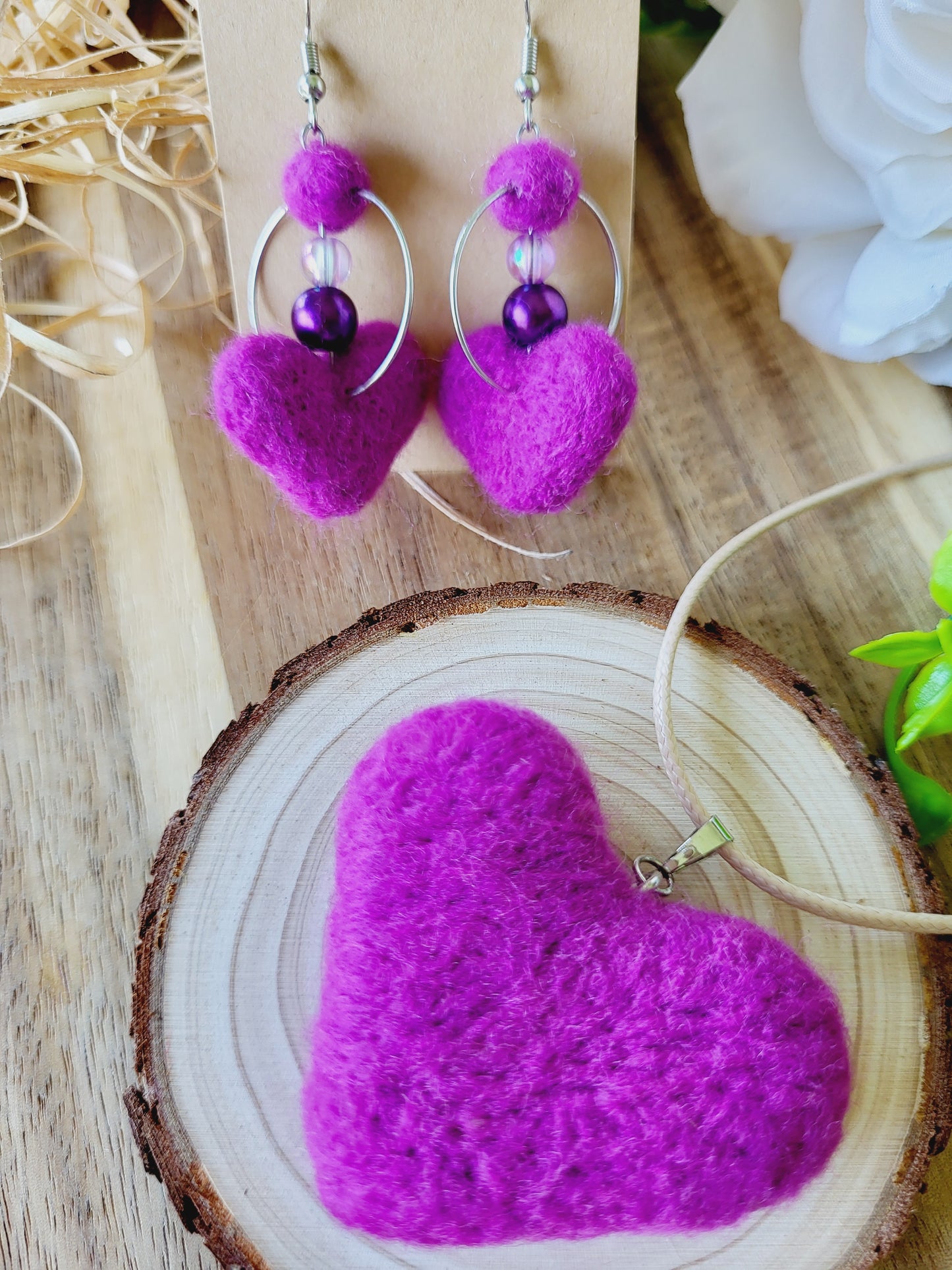 Set "Purple hearts" (lănțișor și cercei)